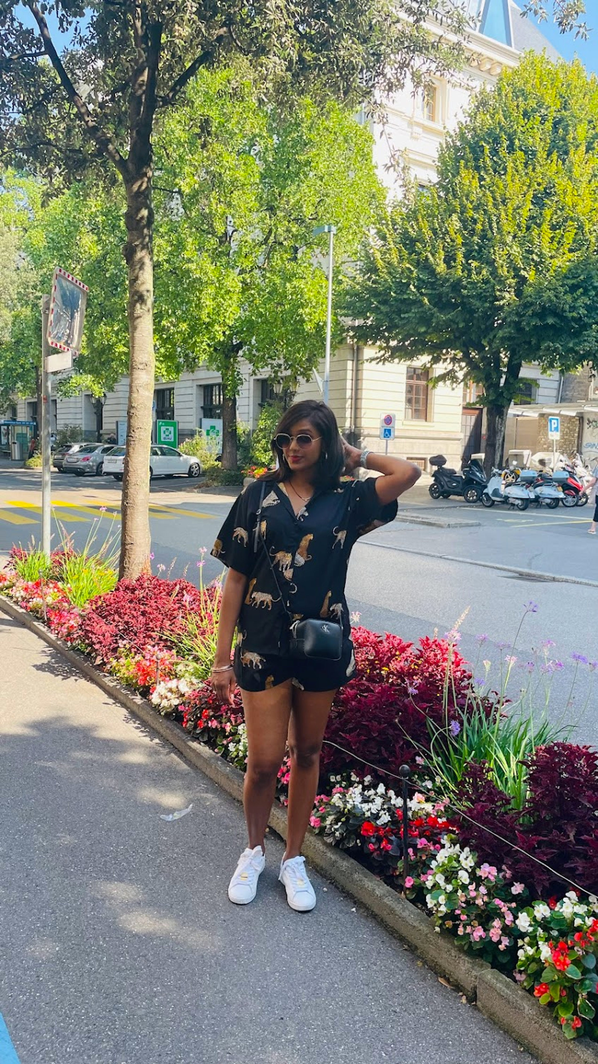 Dana posing in the streets of Montreux.